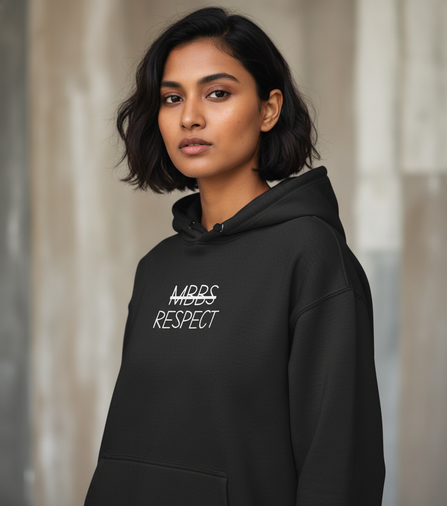 Unisex "MBBS Respect" Graphic Hoodie - Premium Cotton Blend, Relaxed Fit(Normal Size)