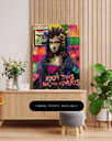 Graffiti Punk Mona Lisa Canvas Art in Wooden Frame | Pop Art Street Style Masterpiece Wall Decor 