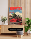 Ferrari F40 1987 Vintage Canvas Art in Wooden Frame | Retro Automotive Man Cave Wall Decor