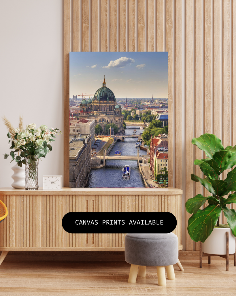 Berlin Cathedral (Berliner Dom) on Spree River Canvas Art in Wooden Frame | Germany Cityscape Wall Decor