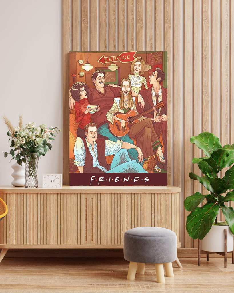 Iconic FRIENDS TV Show Art in Wooden Frame | Phoebe's Guitar Central Perk Coffee Shop Decor