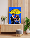 HIMYM Yellow Umbrella Canvas Art in Wooden Frame | Ted and Tracy Romantic Fan Art Wall Decor