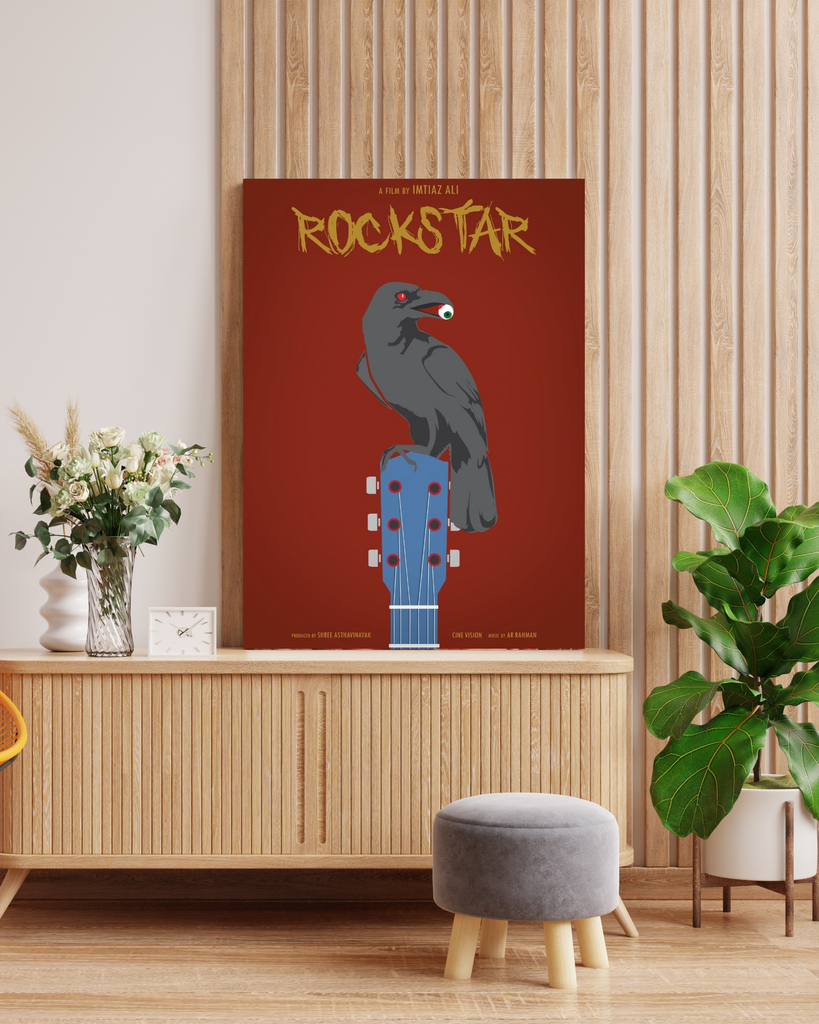 Rockstar Movie Minimalist Canvas Art in Wooden Frame | Modern Hindi Cinema Wall Decor