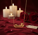 Luxury Crown Name Necklace – Personalised Gold pendant | Elegant Custom Jewellery Gift for her/him