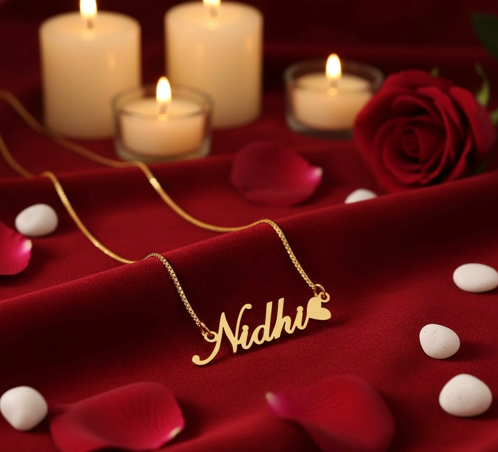 8. Luxury Heart Name Necklace – Custom Gold Pendant with Romantic Design | Elegant Personalised Gift for Women