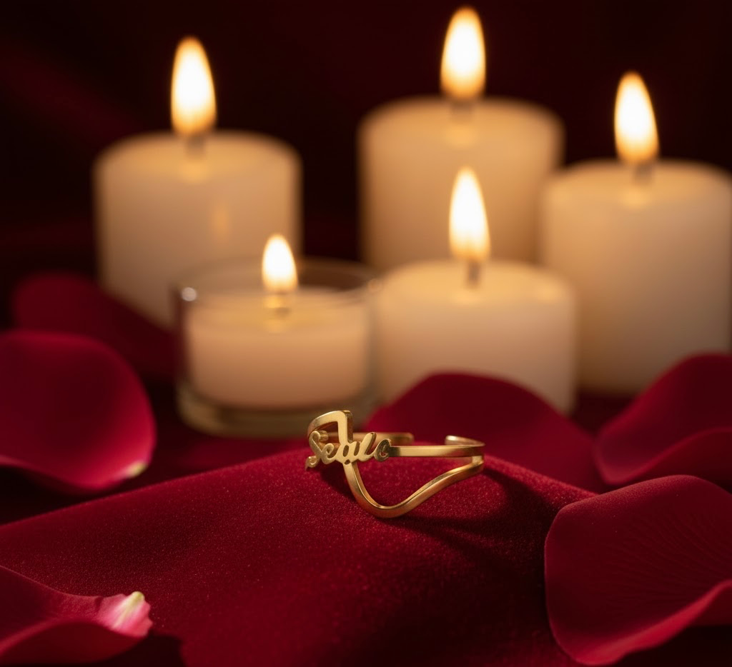 Luxury Personalized Name Ring – Custom Gold Script Ring with Elegant Design | Unique Gift for Women