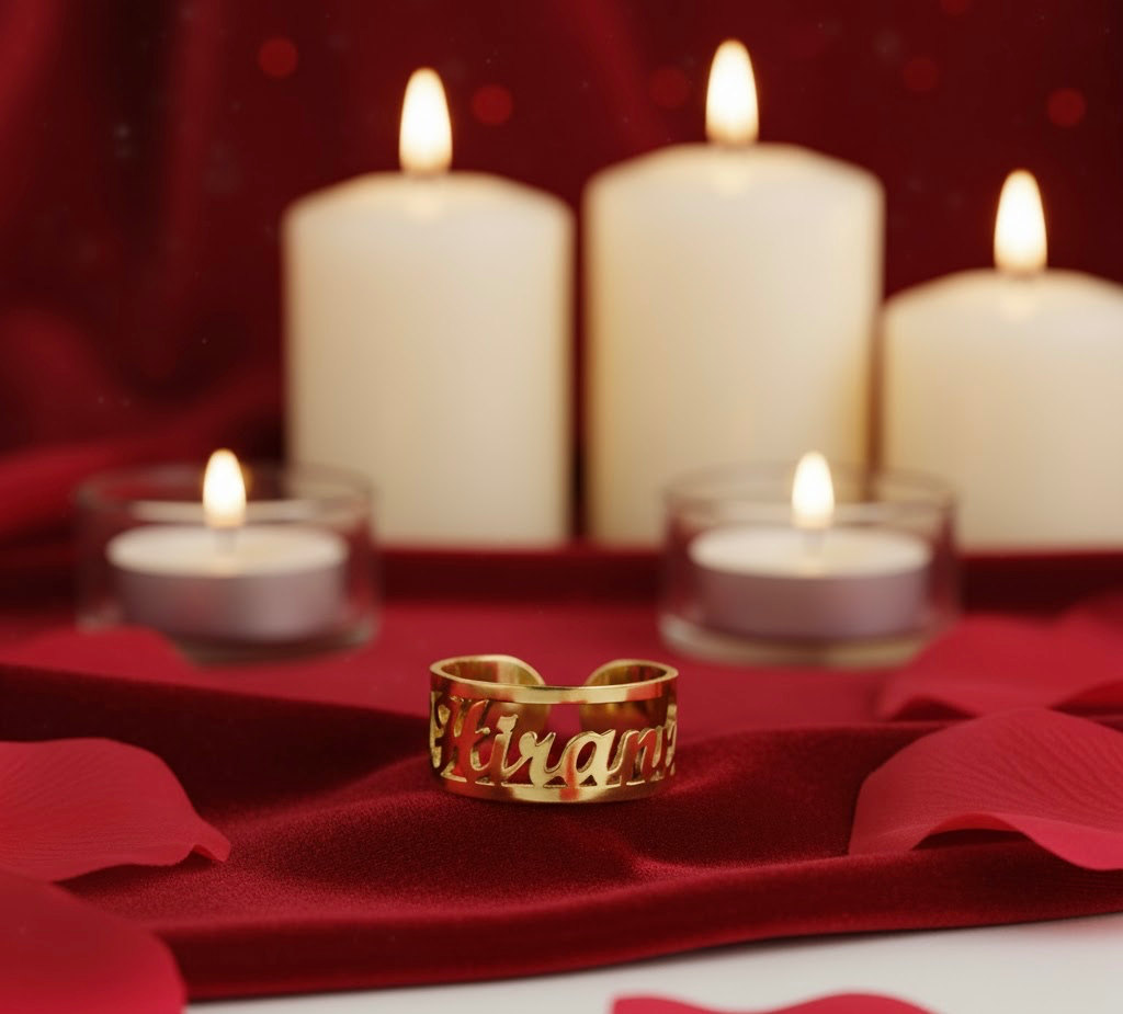 Luxury Wide Name Band Ring – Custom Gold Engraved Statement Jewellery | Personalised Gift for Her