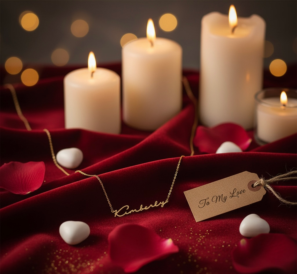 Luxury Custom Name Necklace in Gold | Elegant Handwritten Pendant for Women