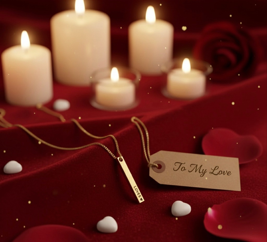 Luxury Vertical Bar Name Necklace in Gold | Custom Engraved Pendant for Him & Her