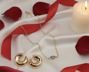 Gold Set (Set of 2): Evil Eye Necklace and Chunky Half-Hoop Earrings