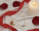 Luxury Gold Set (Set of 2): Evil Eye Necklace and Modern Curved Gold Earrings