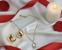 Luxury Gold Set (Set of 2): Solitaire Pendant Necklace and Abstract Hook Earrings