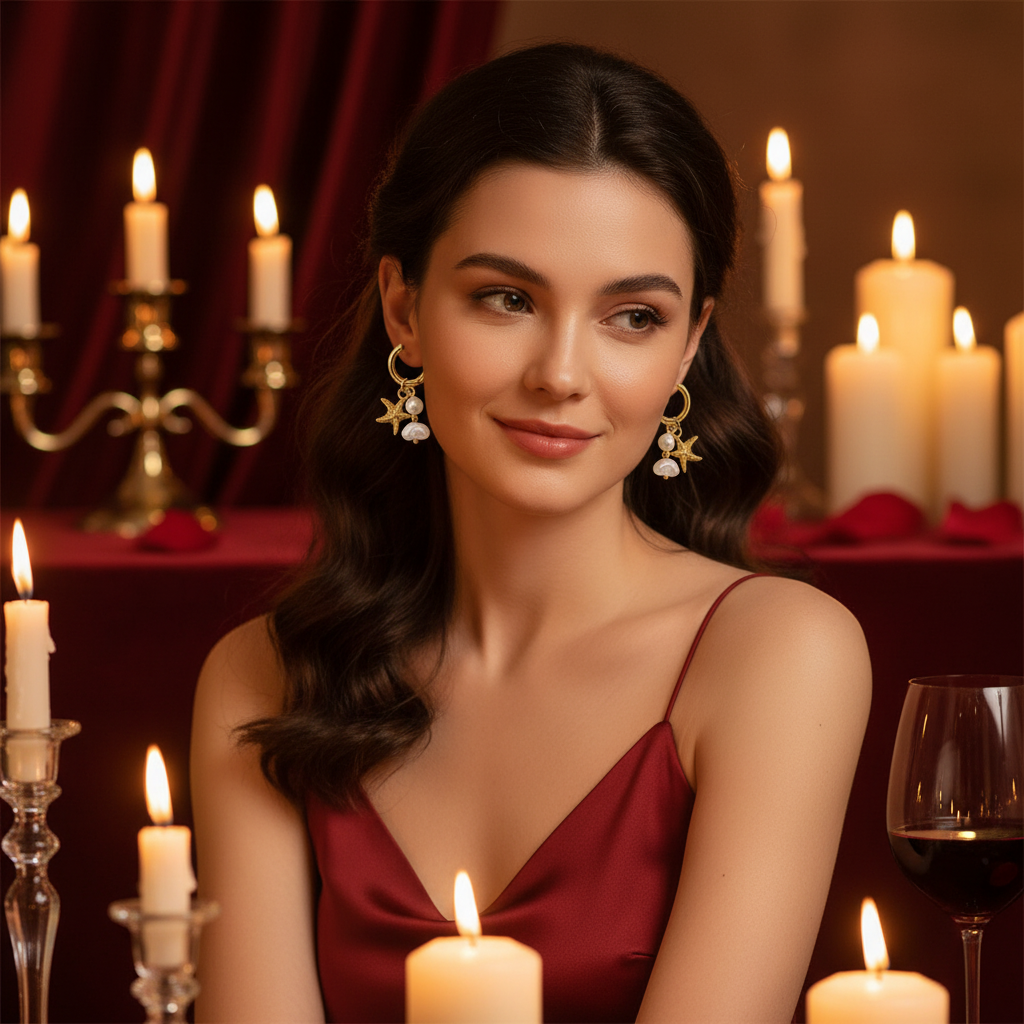 Luxury Gold Jewellery Combo for Women | Heart Pendant Necklaces, Starfish Pearl Earrings & Evil Eye Necklace Set