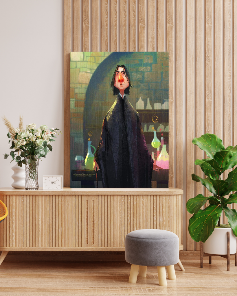 Severus Snape Potion Master Canvas Art in Wooden Frame | Stylised Harry Potter Character | Wizarding World Wall Decor 
