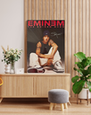 Legendary Rapper Eminem Photo Canvas Art in Wooden Frame | Red & Black Hip-Hop | Unique Music Fan Collectible