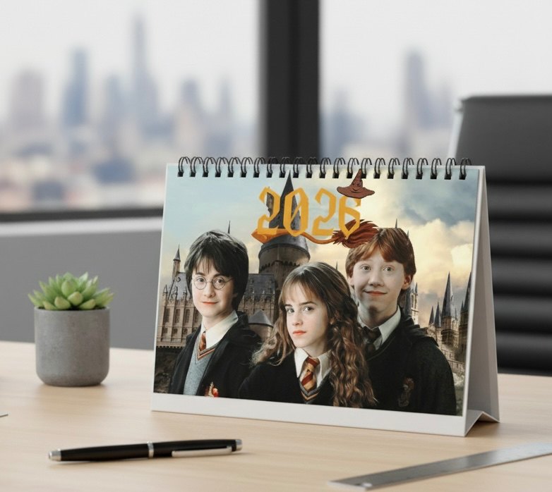 Harry potter themed 2026 landscape desktop calendar - specifically designed for potterheads