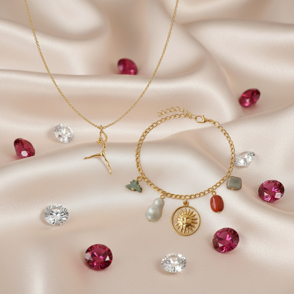 Luxury Gold-Toned Dancer Necklace and Matching Bracelet Set (Set of 2)