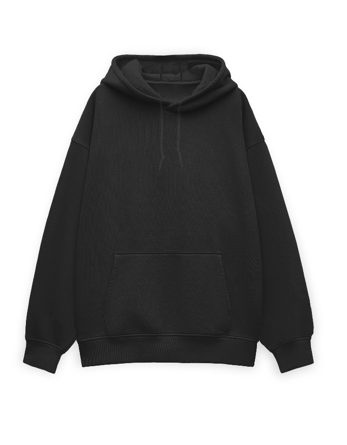 Classic Oversized Unisex Hoodie - Essential Fleece Hoodie (BLACK, S)