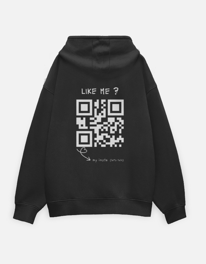 "Like Me? Scan My Insta" Oversized Unisex QR Code Hoodie