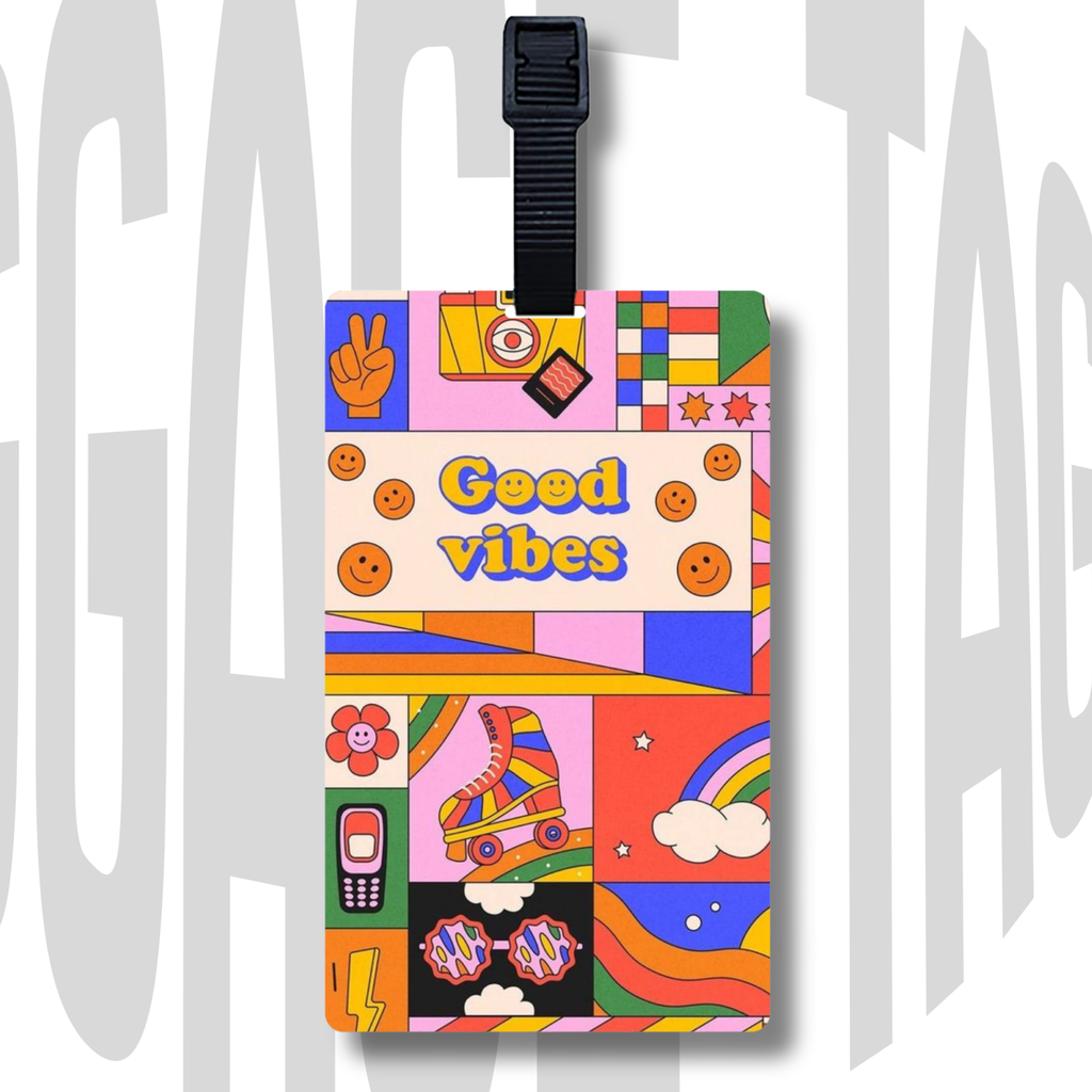 Good Vibes Acrylic Luggage Tag | Fun Accessory or Gift Idea for him or her 
