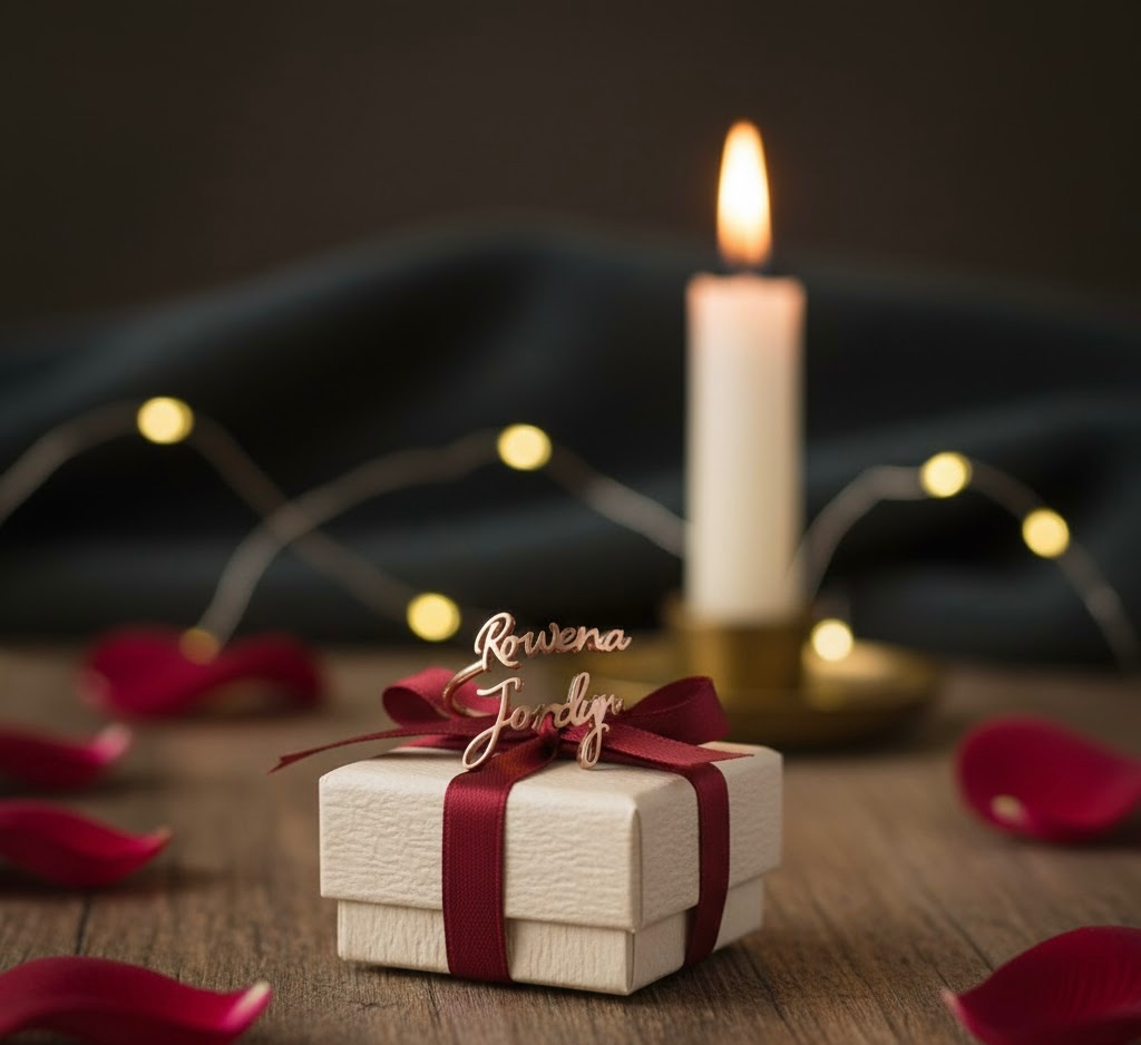 Custom Dual Name Ring | Personalised Gold Plated Couple's Ring | Engraved Two Name Jewellery | Romantic Promise Ring Gift