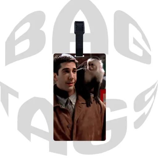 Friends Ross Geller and Marcel the Monkey Iconic Duo Luggage Tag