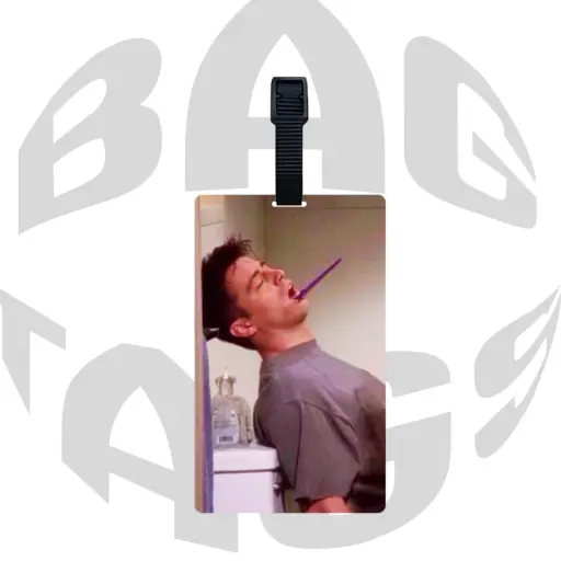 Friends Chandler Bing Awkward Toothbrushing Funny Moment Luggage Tag