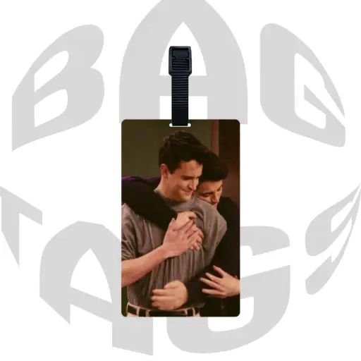 Friends Chandler Bing and Joey Tribbiani Bromance Hug Luggage Tag