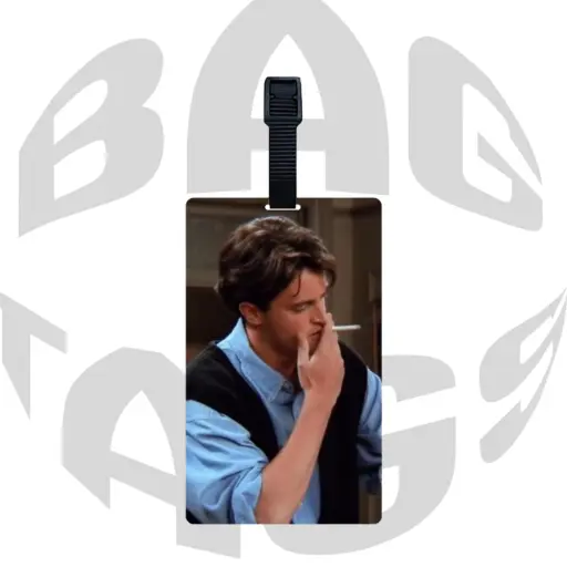 Iconic 90s TV Character Bag Tag | Chandler Bing Smoking Photo Travel ID