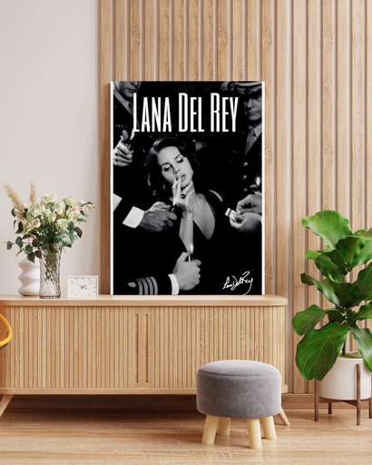 Iconic Lana Del Rey Cigarette Lighter Photo Canvas Print Art in Wooden Frame | Autograph Signature Pop Culture Wall Art | Ready-to-Hang