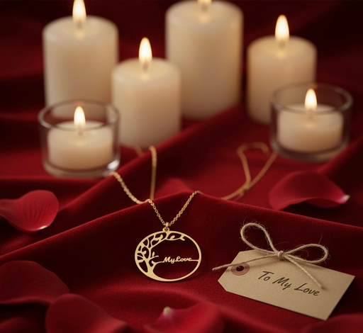 Luxury Personalised Gold Pendant Necklace | Elegant Romantic Gift for Her