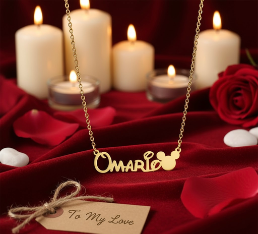 Luxury Mickey-Inspired Custom Gold Name Necklace | Personalised  Pendant for Trendy Fashion Lovers