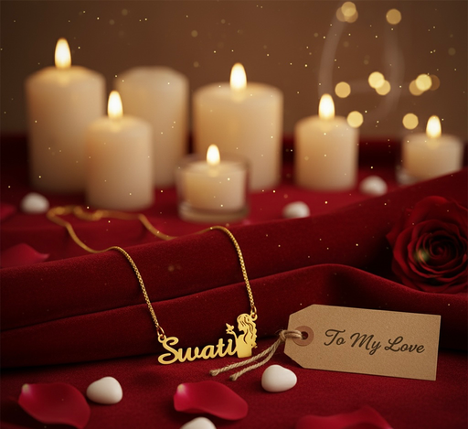 Luxury Mermaid-Inspired Gold Name Necklace | Personalised Pendant for Ocean Lovers